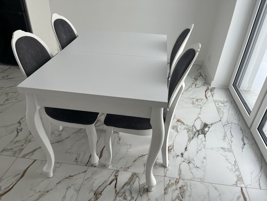 Stół biały rozkładany 120x80 160x80 wkładka 40cm