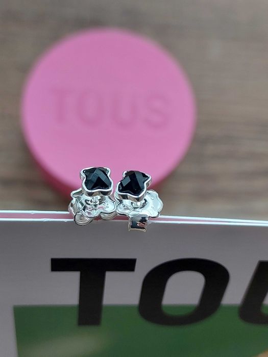 Kolczyki misie srebro onyks