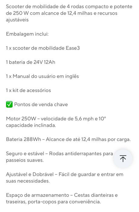 Nova, em caixa! Scooter mobilidade reduzida