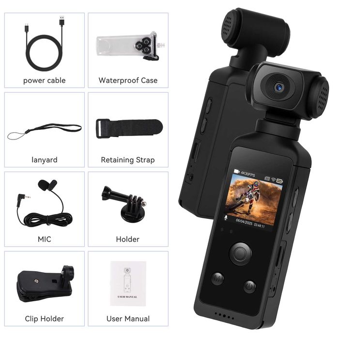 Câmara de Ação 4K Ultra HD | Wi-Fi | Estabilização e Áudio (Nova)