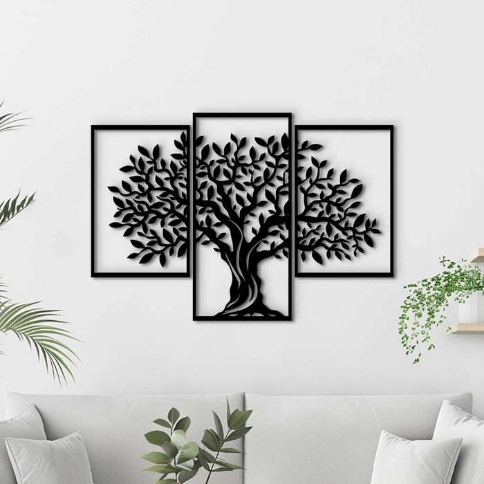 Настінний декор для дому картина лофт Могутнє Дерево панно з дерева