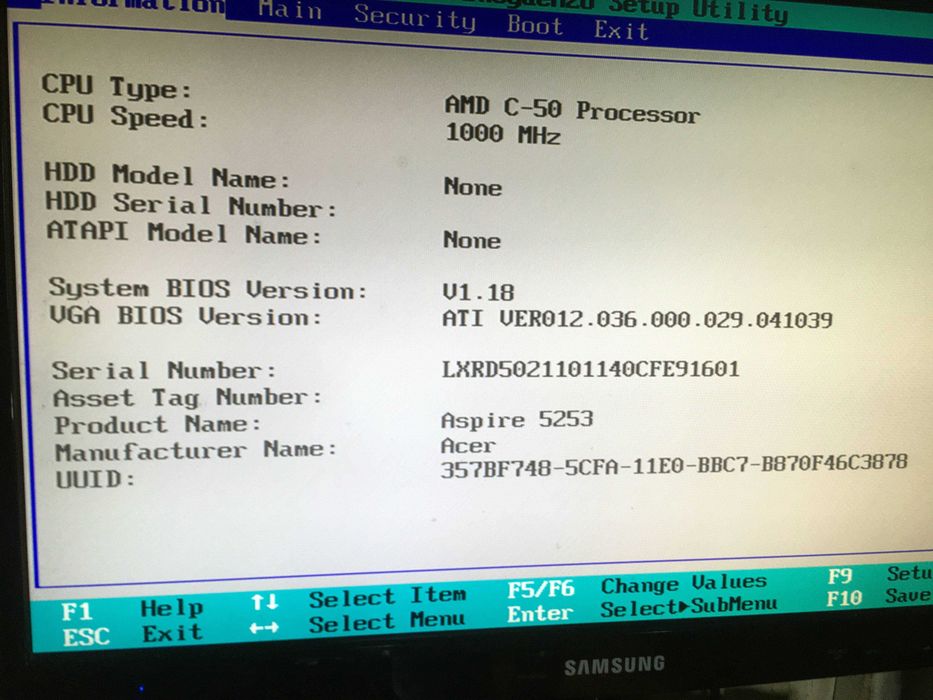 Motherboard Acer Aspire 5253 e outros componentes