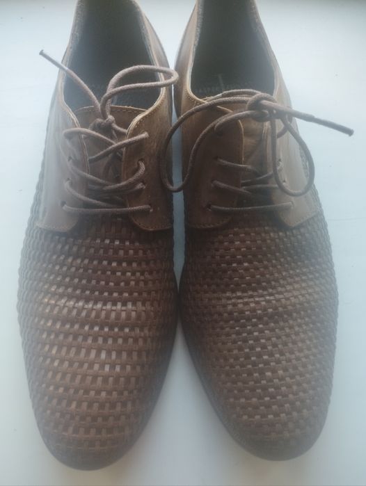 Jasper Conran. Фирменные кожанные плетённые мужские туфли