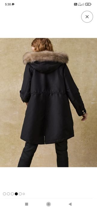 Czarna kurtka zimowa parka Next ,przedłużany płaszczyk rainwear rozmiar 46