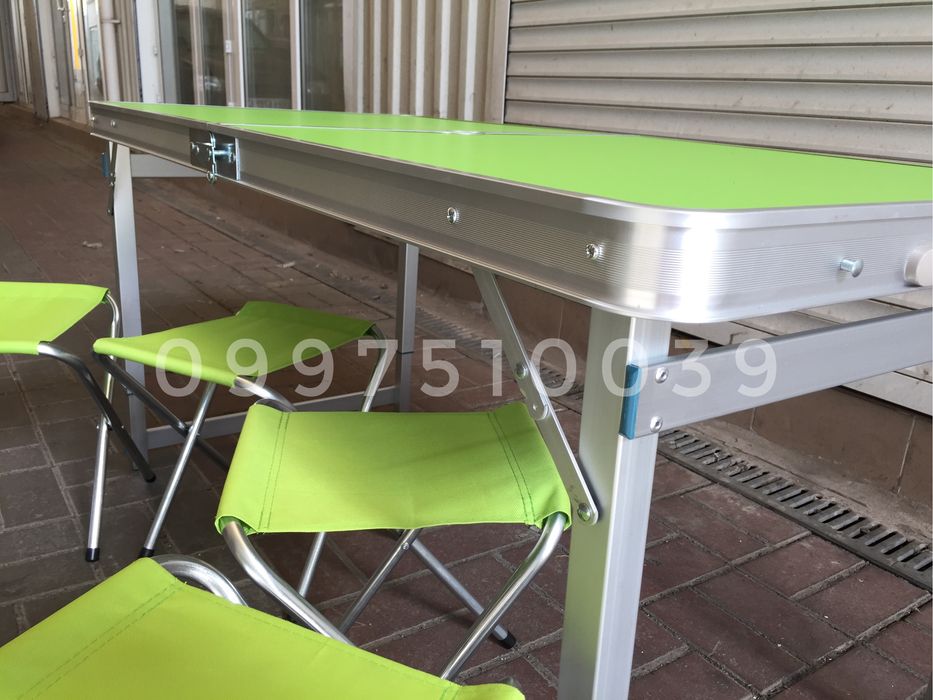 УСИЛЕННЫЙ стол + 4 стула + ЗОНТ. Раскладной для пикника туристический