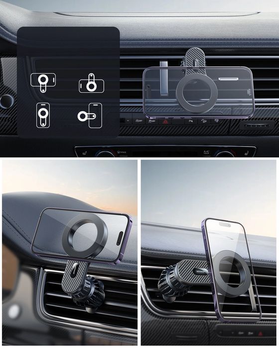 Magnetyczny uchwyt samochodowy do iPhone z … Joyroom JR-ZS355 - czarny