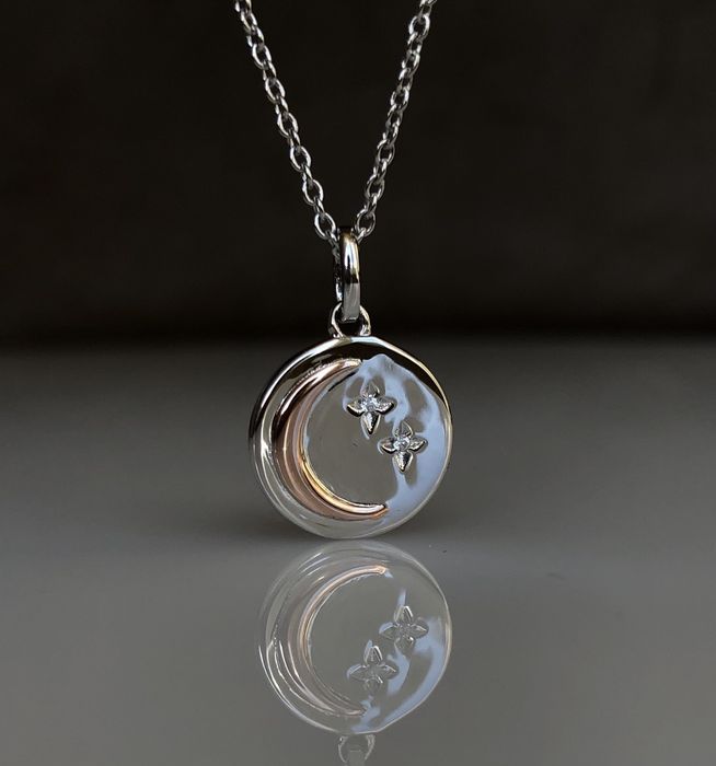 Срібна цепочка Xenox, місяць і зорі, цирконій