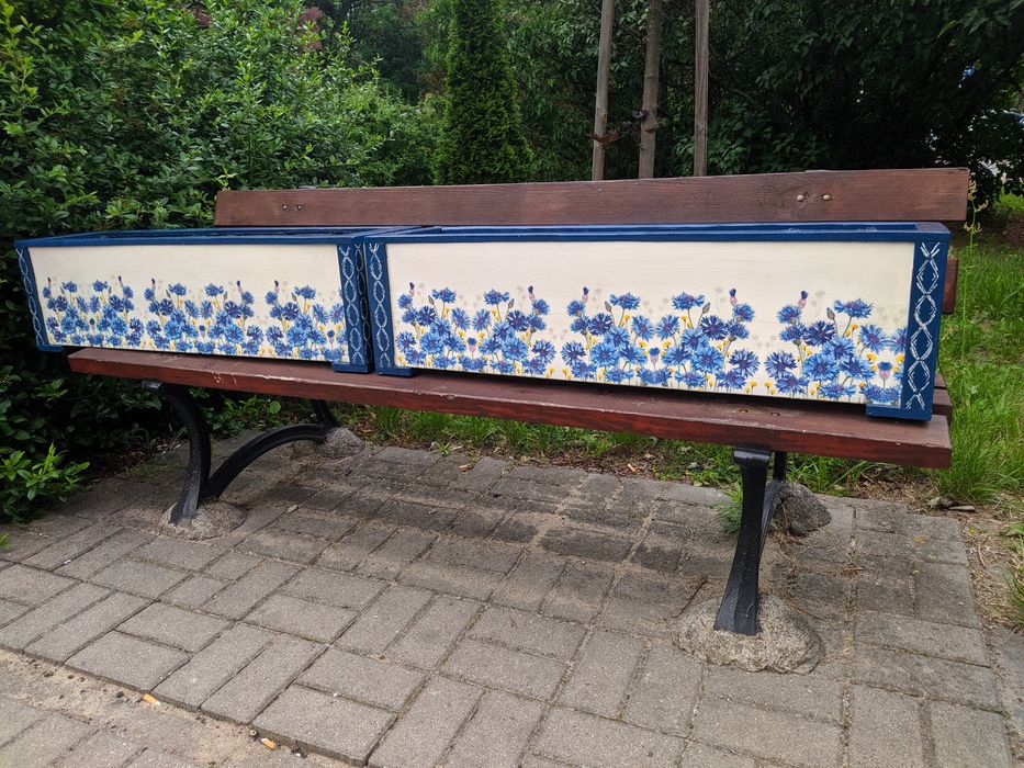 Skrzynki donice drewniane decoupage