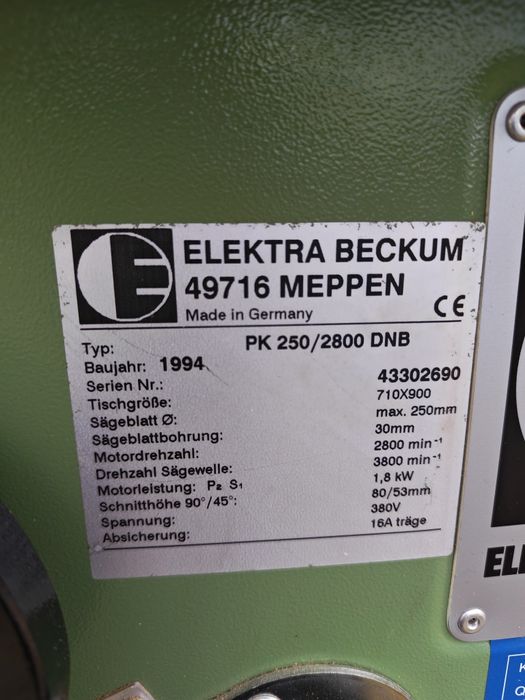 Krajzega stołowa Elektra Beckum PK250