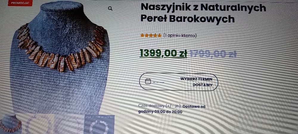 Naszyjnik z pereł naturalnych barokowych