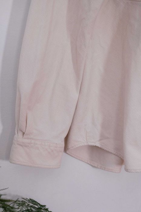 Gruba sztruksowa koszula męska rozmiar M kremowa / ercru