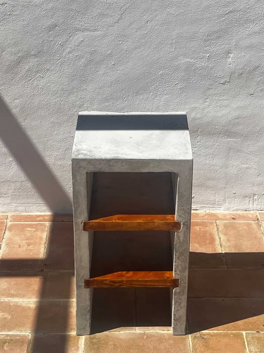 mesa cimento e madeira 2 shelves concrete wood table