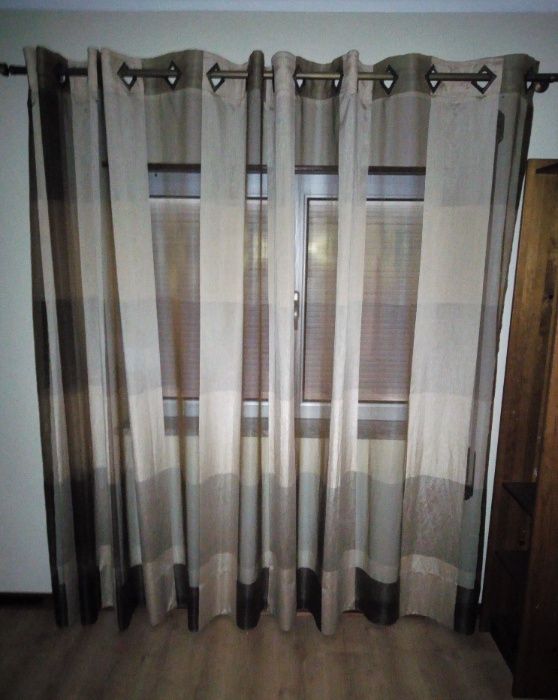 Conjunto Cortinado + Varão Ouro Velho