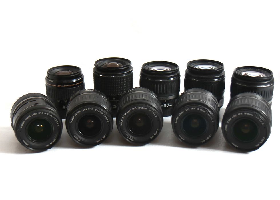 Lentes Canon 18-55mm e 28-90mm objetivas com Err01