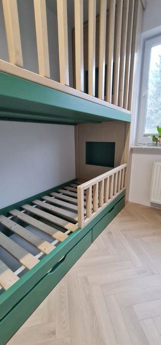 Antresola 90x200 z lameli łóżko piętrowe drewniane