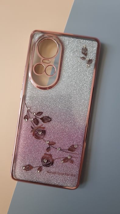 Etui Błyszczące do OPPO Reno 10 / 10 Pro 5G Plecki z Kwiatami case 2w1