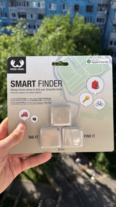 НАХОДИТ ВЕЩИ! Smart Finder Fresh 'n Rebel трекер для поиска вещей Apple Find My маячок для ключей рюкзака багажа 3 шт в комплекте новые оригинальные