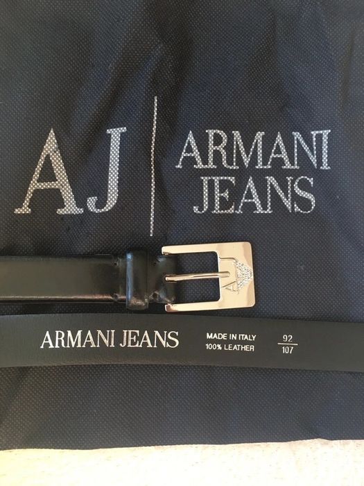 Armani Jeans pasek skórzany czarny skóra półmatowa