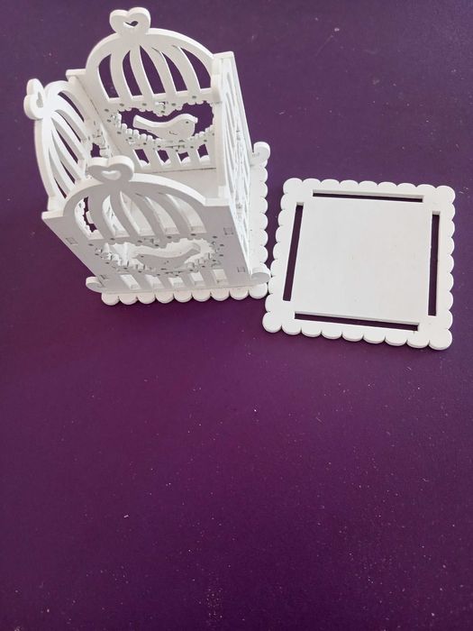 Mini Gaiola Passarinhos (Porta Alianças) de madeira