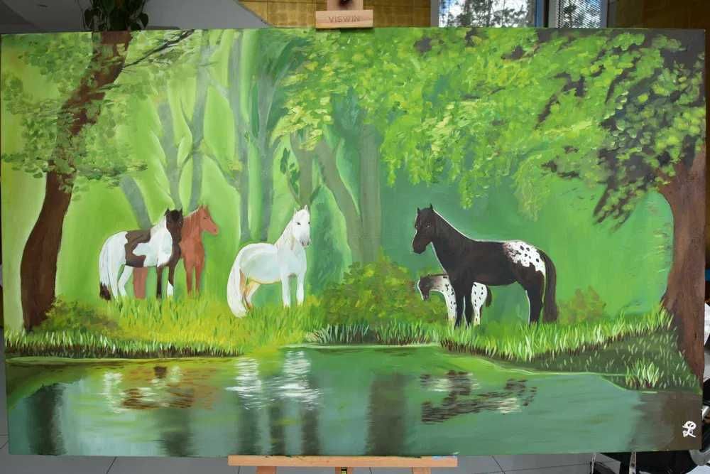 Quadro - Pintura a Óleo Original "Quinta de Reprodução Equina"