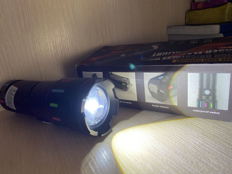 Потужний акумуляторний ліхтарик з зумом та USB-зарядкою, новий