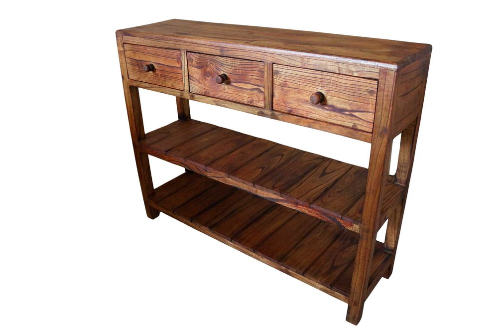 Drewniana konsola z szufladami 100 cm vintage