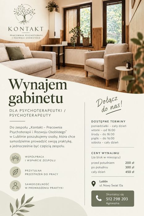 Gabinet dla psychoterapeuty
