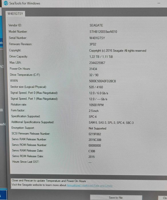 Серверний диск HPE 1.2TB SAS 12G 2.5", Seagate ST1200MM00