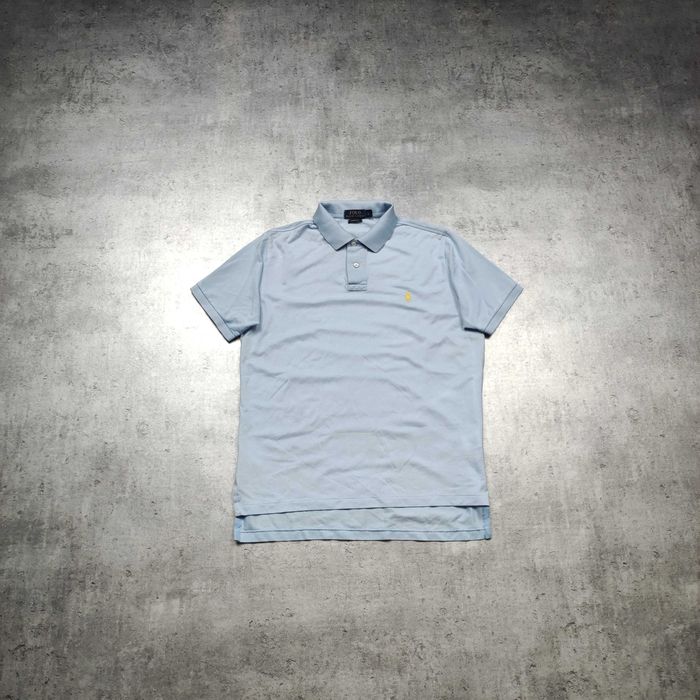 MĘSKA Koszulka Polo Elegancka Bawełna Konik Ralph Lauren Błękitna Haft