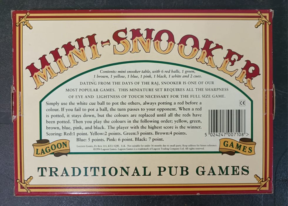 Novo - Mini Snooker. Tradicional Pub Games