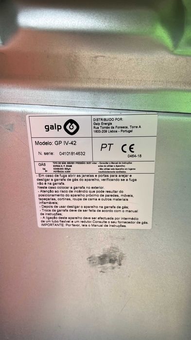 aquecedor a gás, usado poucas vezes