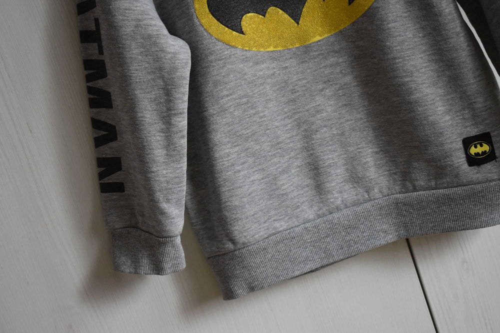 Bluza 98 104 bawełniana Batman logo nadruk bawełna prosta szara