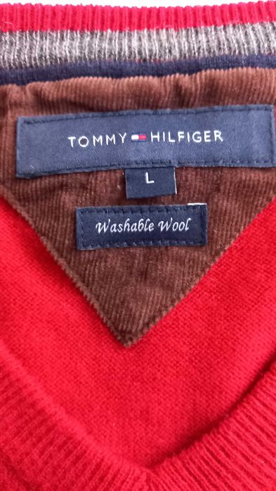 Tommy Hilfiger męski sweter wełniany z wełny oryginalny L
