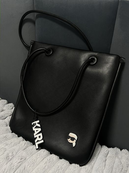 Karl Lagerfeld – duża czarna torebka shopper NOWA