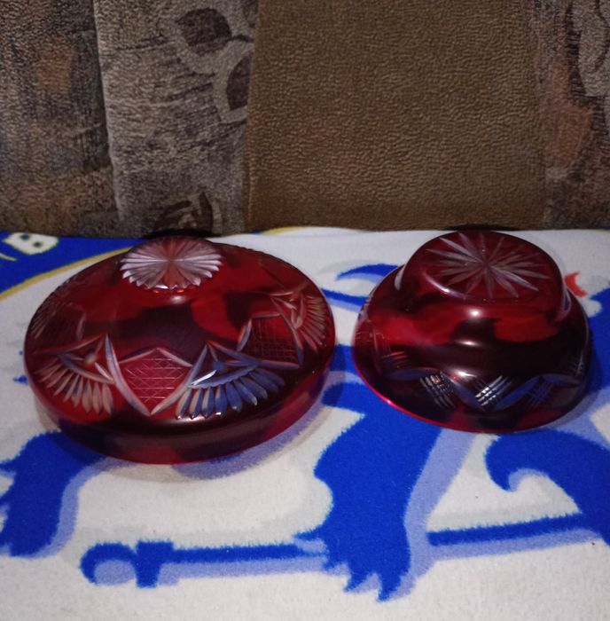 Ваза Богемское стекло.  Солатник,фрутовница,конфетница.Чехословакия