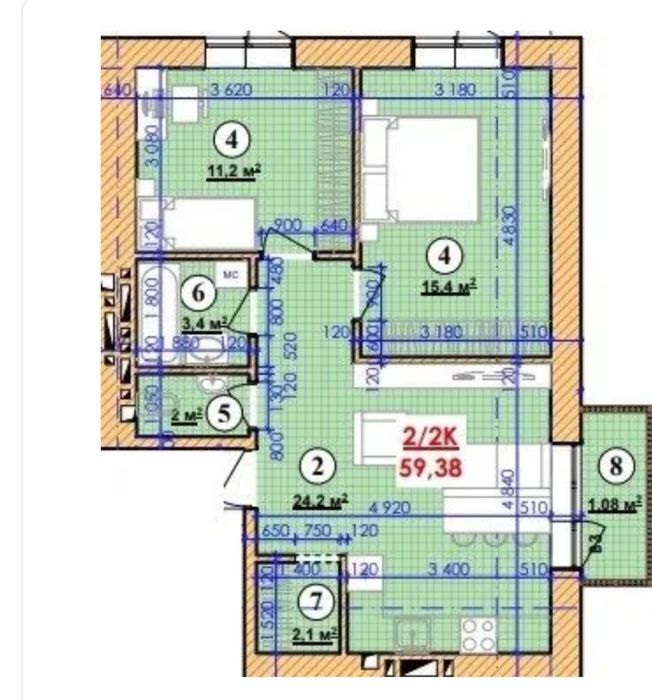 Продаж 2 кімнатної квартири в центральній частині міста вул Пчілки