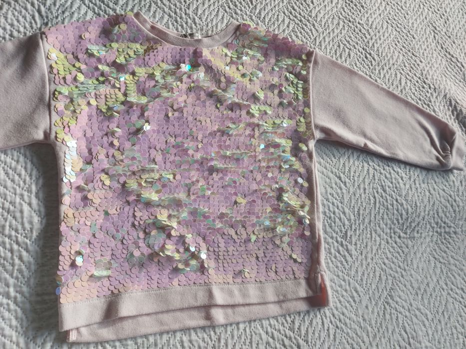 Bluza sweter cekiny błyszcząca rozowa hm rozm 110-116