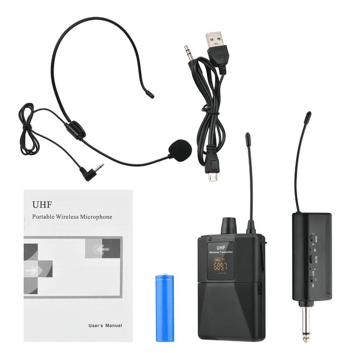 Set de microfones sem fios de banda UHF novo!