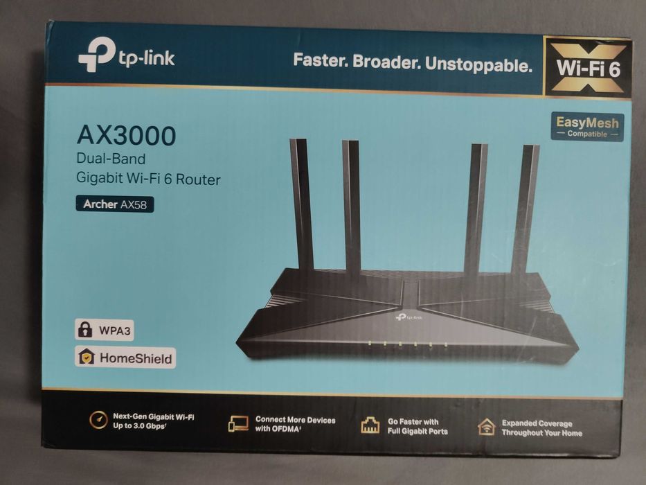 Tp-Link Archer AX58 dwupasmowy gigabitowy router WiFi 6 AX3000 EasyMesh