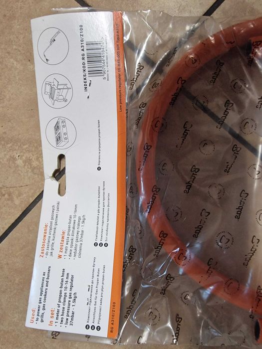 NOWY reduktor gazowy do butli 11kg Bradas opaski wąż do gazu 1 m