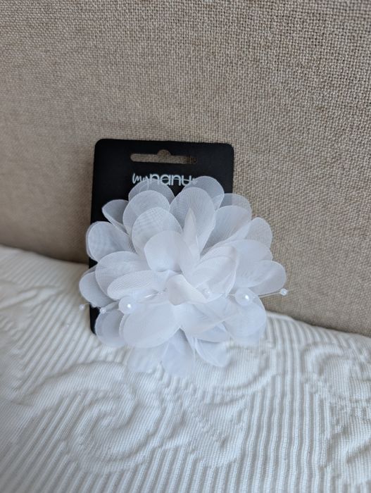 Biały Kwiat wsuwka spinka white flower hair clip