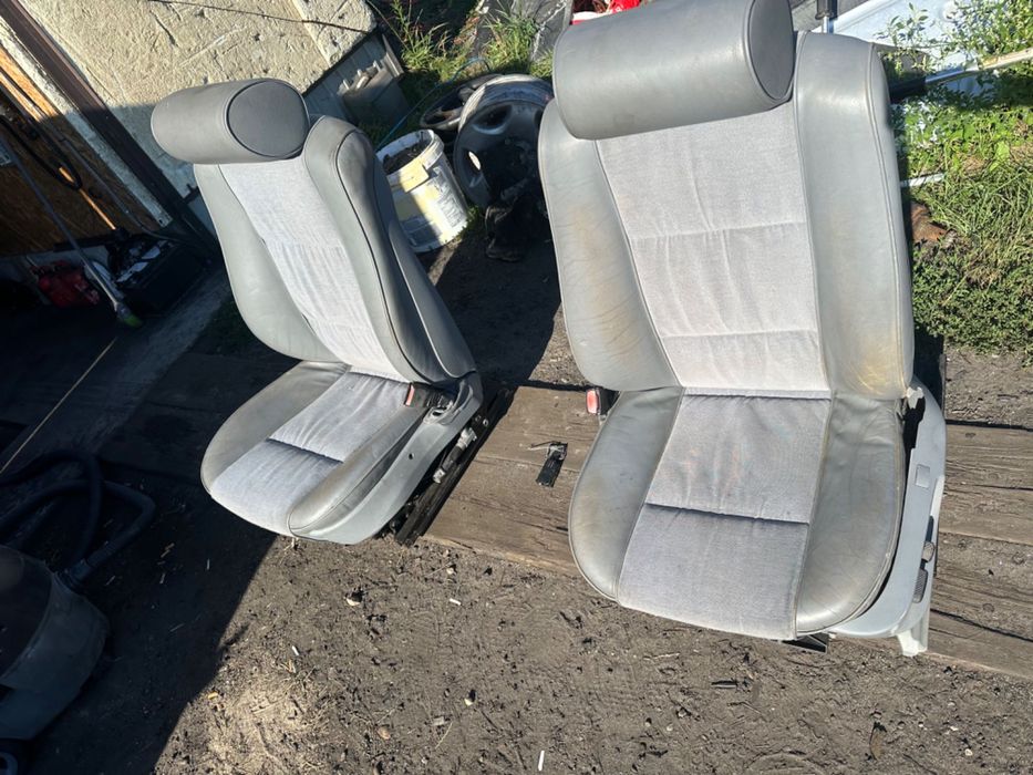 Fotele polskora BMW E38 szare komplet elektryczne boczki kanapa