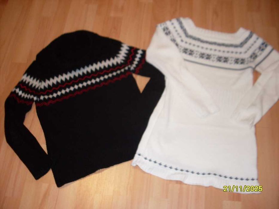 sweter , golf tunika zimowa , świąteczny wzór 38/40 komplet 2 sztuk