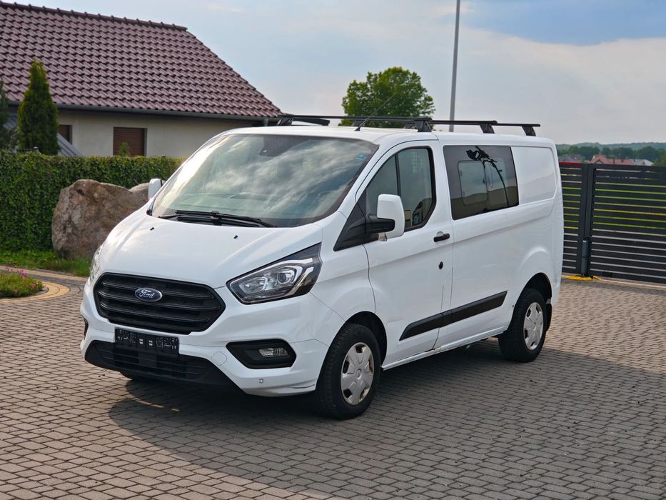 Ford Custom Doka Brygadówka Klima 6 miejsc Hak Bezwypadkowy  Cena BRUTTO 23% Vat/ Klimatyzacja/Hak/Tempomat/PDC/LED
