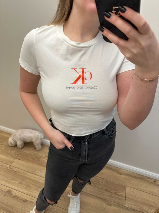 calvin klein jeans s biała tshirt bluzka