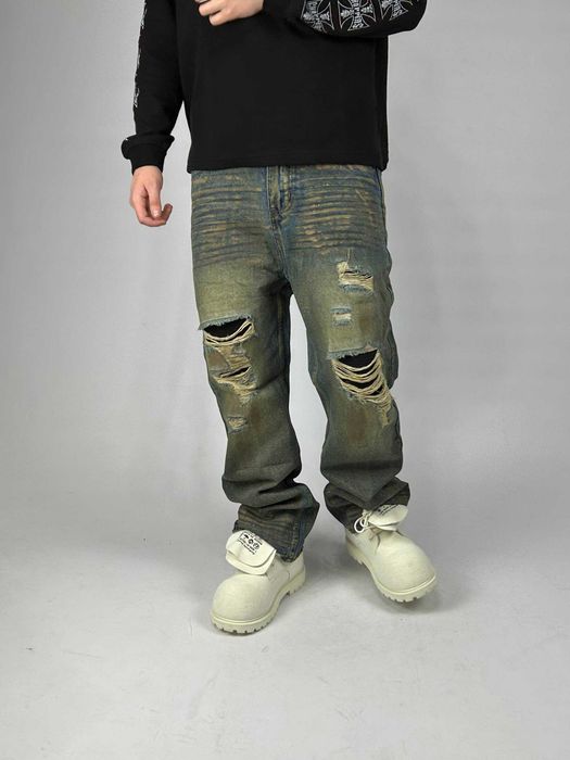 Джинси сині baggy faded jeans archive opium distressed джинсы