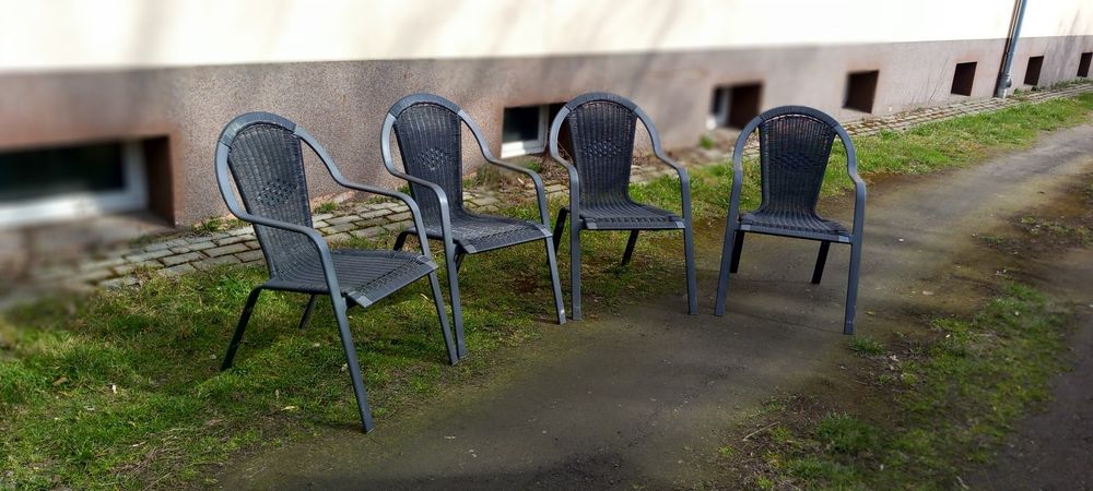 Krzesła rattanowe aluminiowe ogrodowe 4 szt na działkę, ogród, taras.