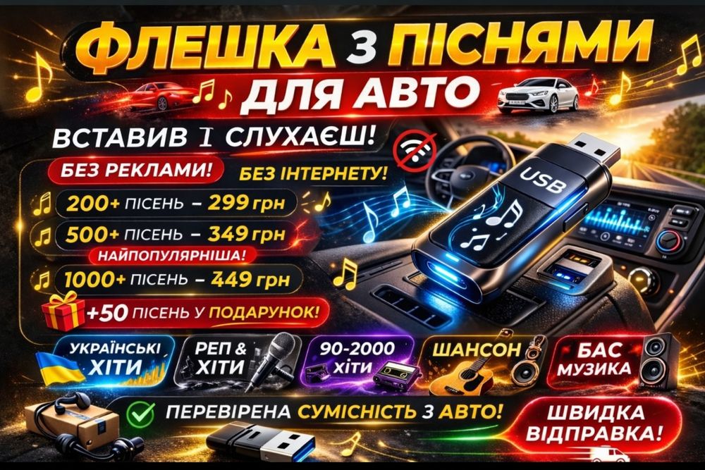 ФЛЕШКА з піснями!Українські пісні.Пісні на ваш смак!