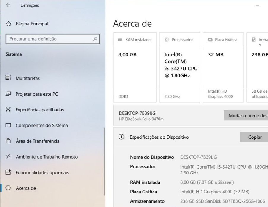 Portátil HP Folio Core I5