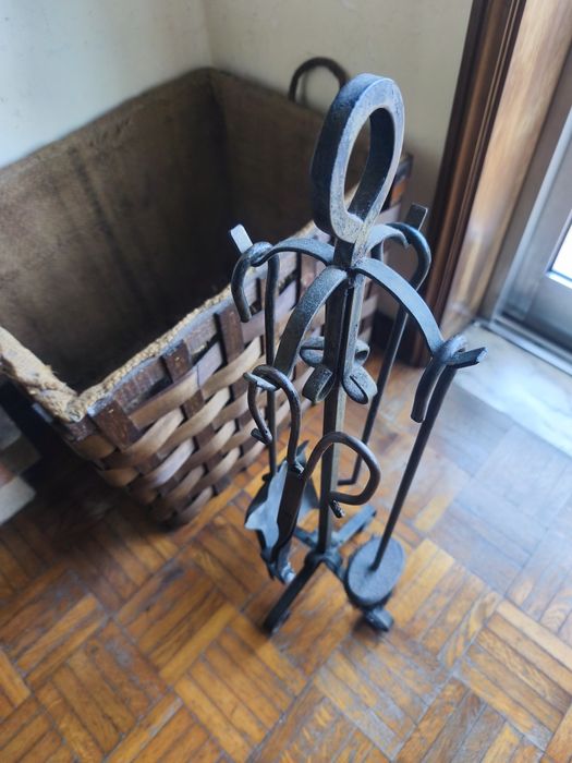 Cesta + acessórios para lareira